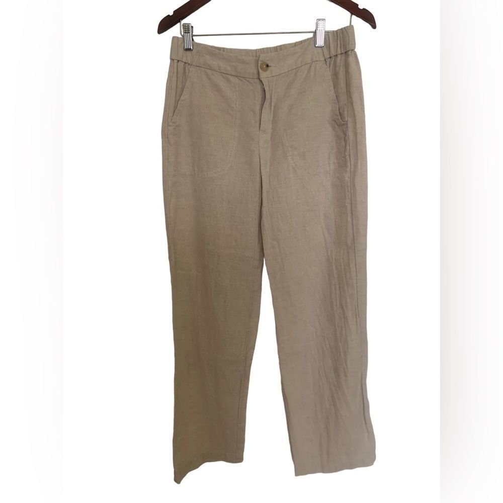Vintage 100% linen Liz Claiborne classic cream trousers. Size small.
